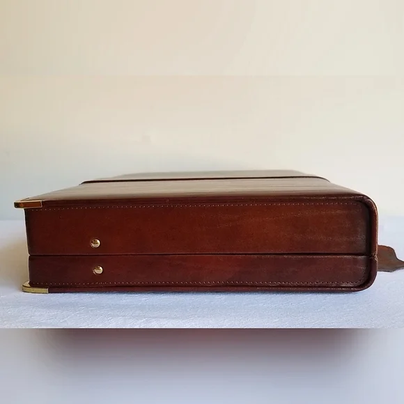 Vintage Genuine Leather Briefcase Attache Document Case - Picture 8 of 16